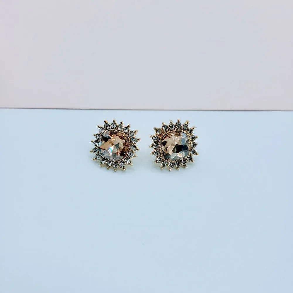 7/$35 Beige Crystal Large Stud Earrings - Picture 5 of 10